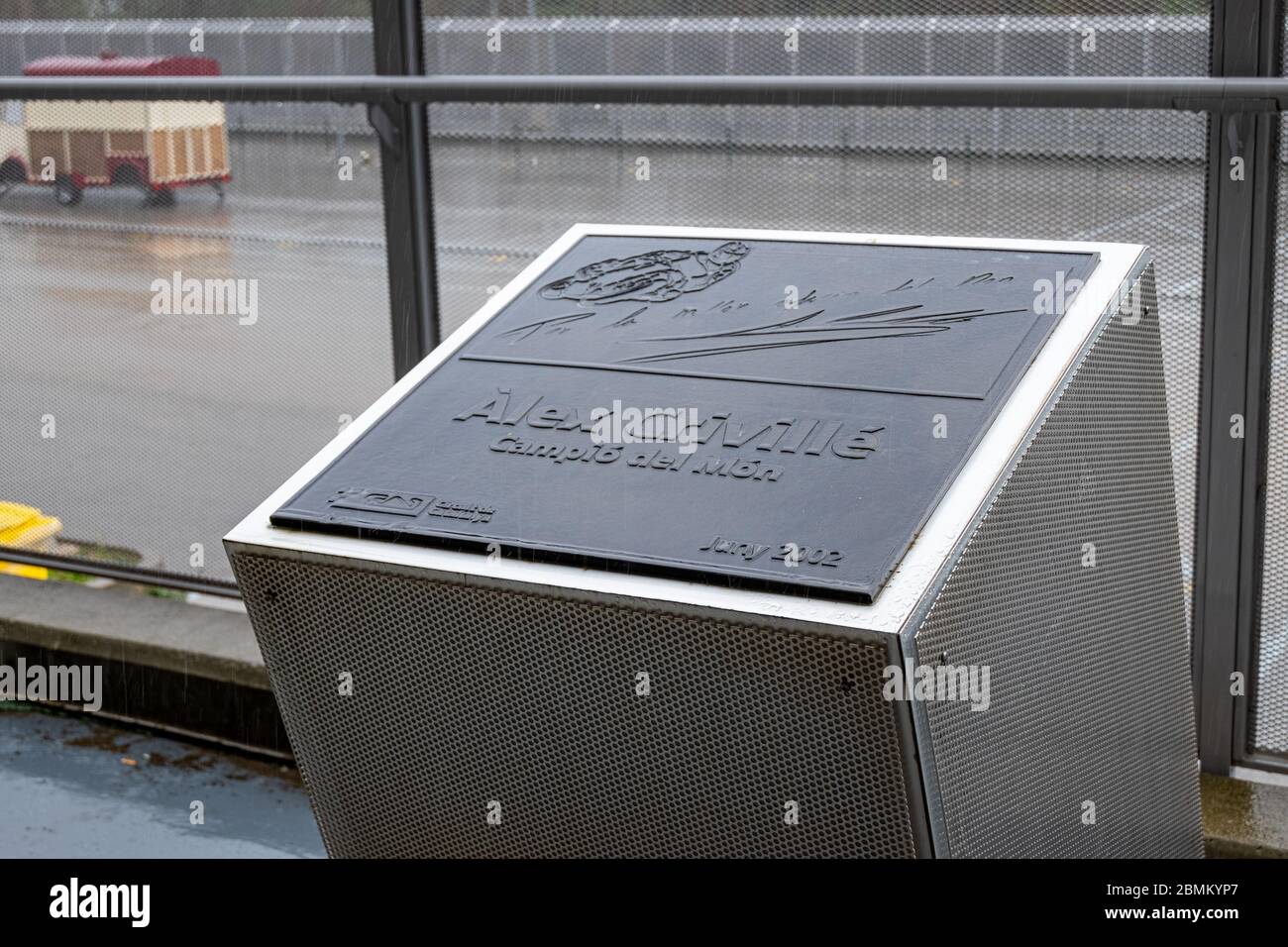 Targa commemorativa sul circuito di Barcellona Catalunya Foto Stock