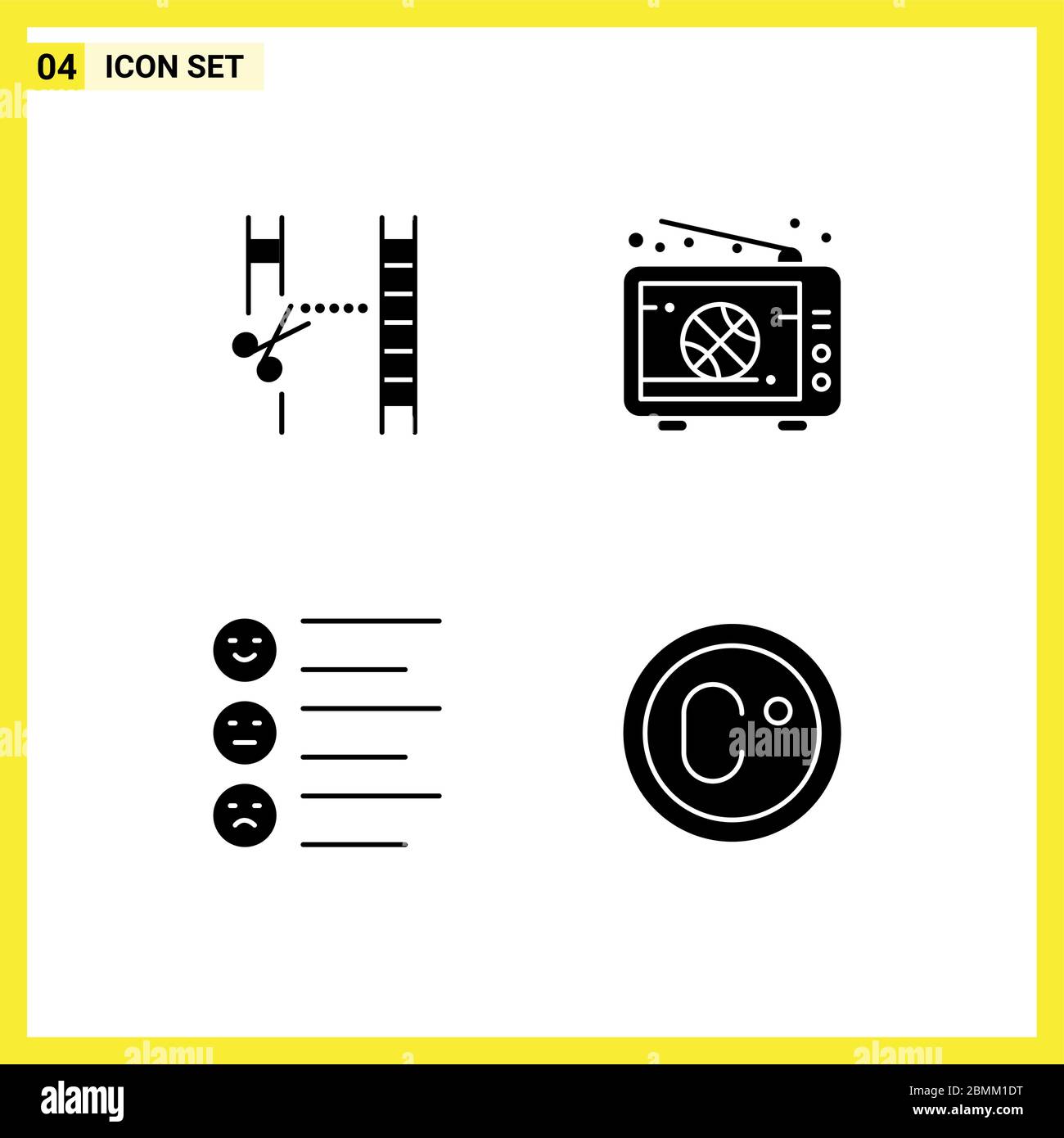 4 icone creative segni moderni e simboli del cinema, formato, editing, live, testo elementi di progettazione vettoriale editabili Illustrazione Vettoriale