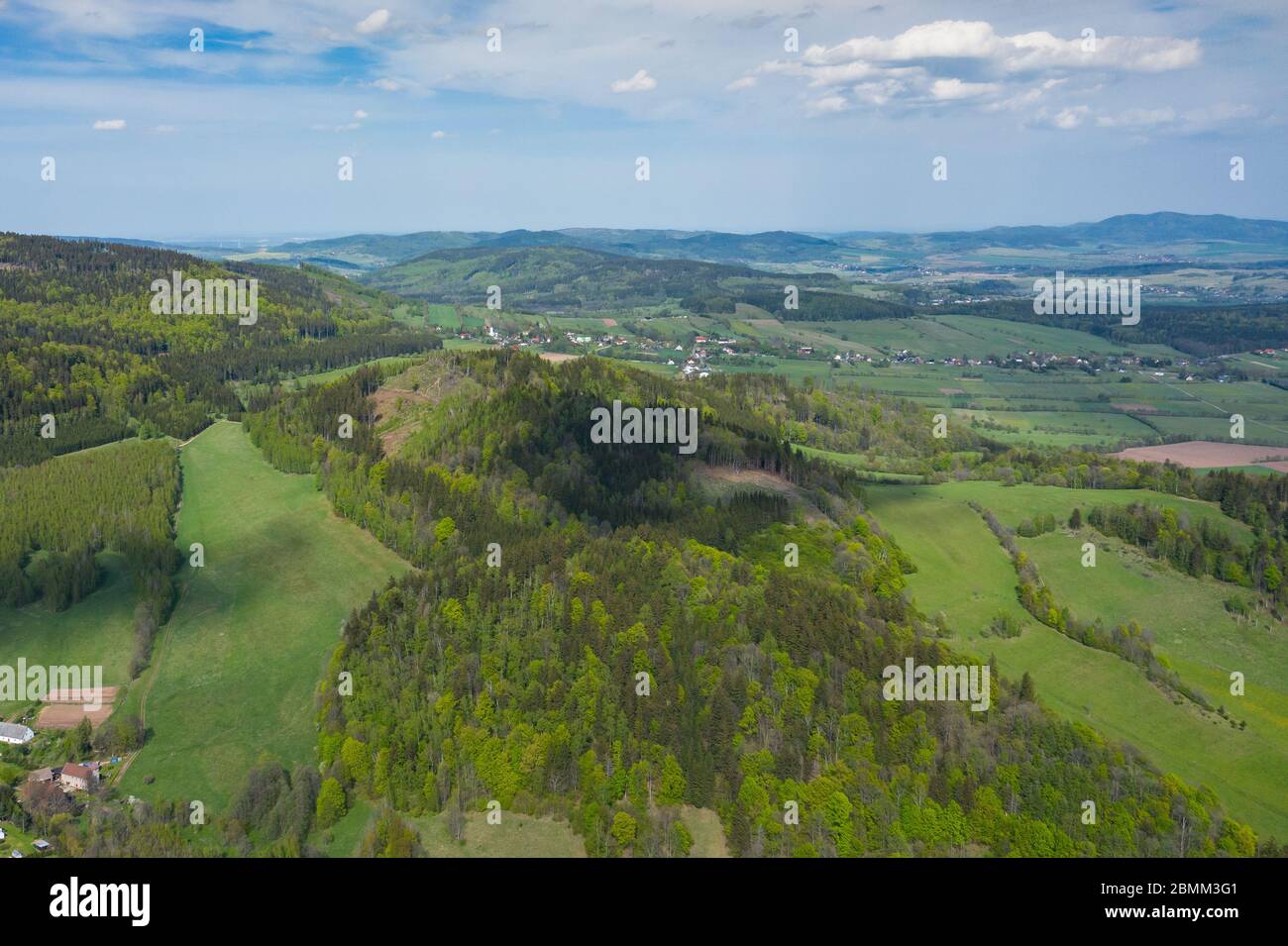 Veduta aerea dei Monti Owl, Polonia, bassa Slesia. Foto Stock