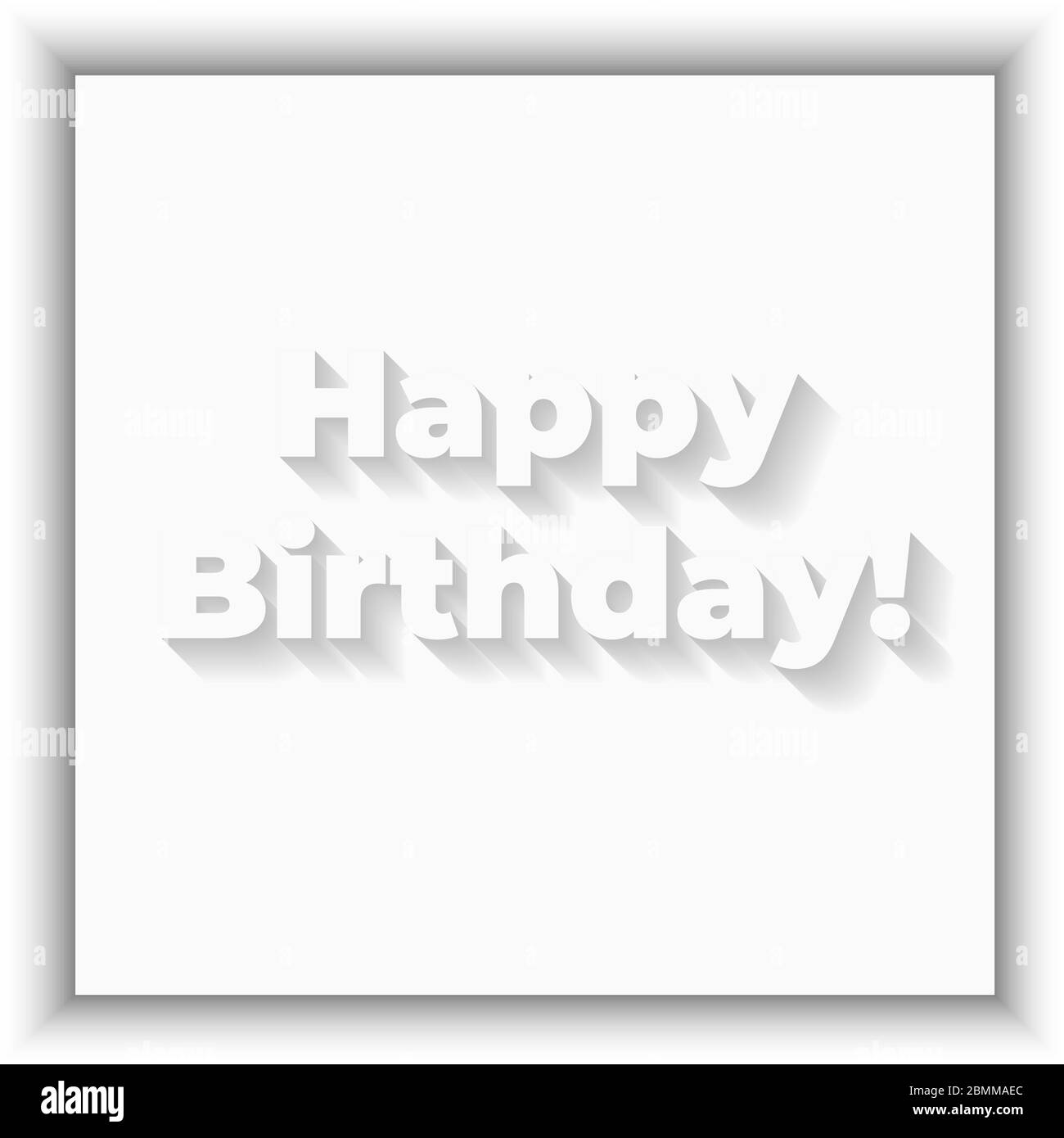 Buon compleanno vettore segno bianco con ombra Illustrazione Vettoriale