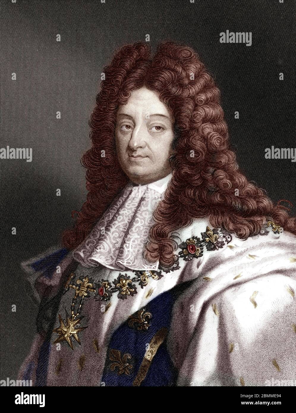 'Portrait de Louis XIV 14 dit le Roi Soleil (1638-1715)' gravure Foto Stock