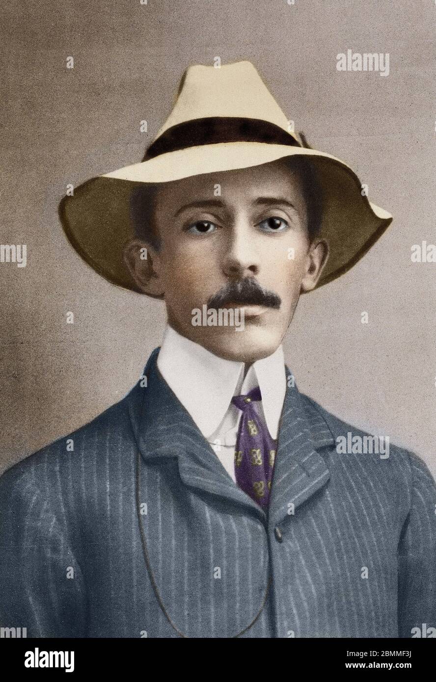 Ritratto di Alberto Santos-Dumont (Santos Dumont) (1873 - 1932), ingenieur et aeronaute bresilien - Fotografie esordio 20eme siecle (Ritratto di brazi Foto Stock