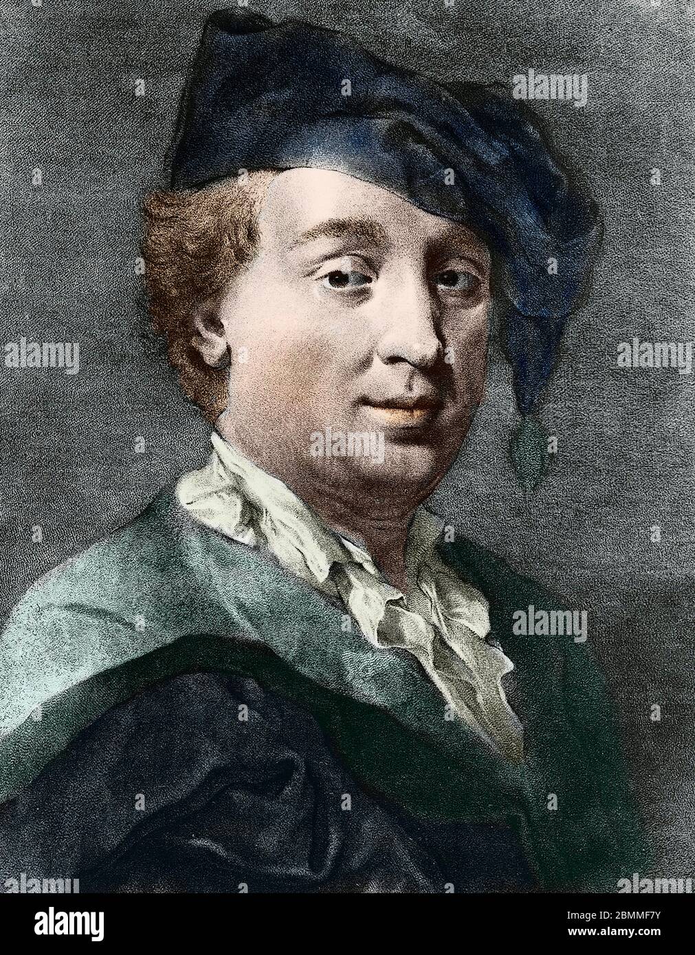 Commedia dell'arte : 'Ritratto de l'homme de theater italien Carlo Goldoni (1707-1793) (Ritratto di Carlo Goldoni, drammaturgo italiano) gravure du 19eme Foto Stock