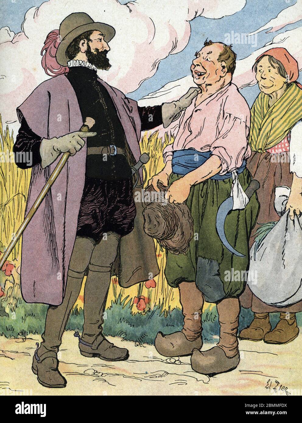 "Le roi Henri IV (1553-1610) rencontrant les paysans de son royaume" (il re di Francia Henri IV incontra i contadini francesi) Illustrazione de Edouard Zier in ' Foto Stock