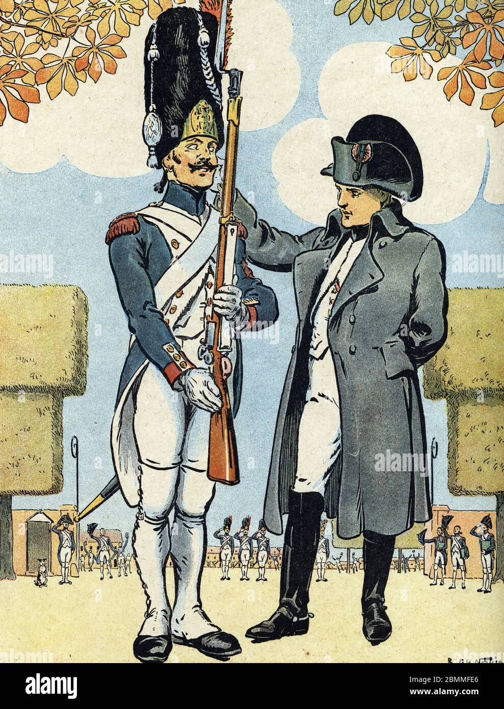 "Familiarite de l'empereur Napoleon Ier (1769-1821) avec l'un de ses grignards" (dimostrazione di familiarità dell'imperatore francese Napoleone i con uno di questi Foto Stock