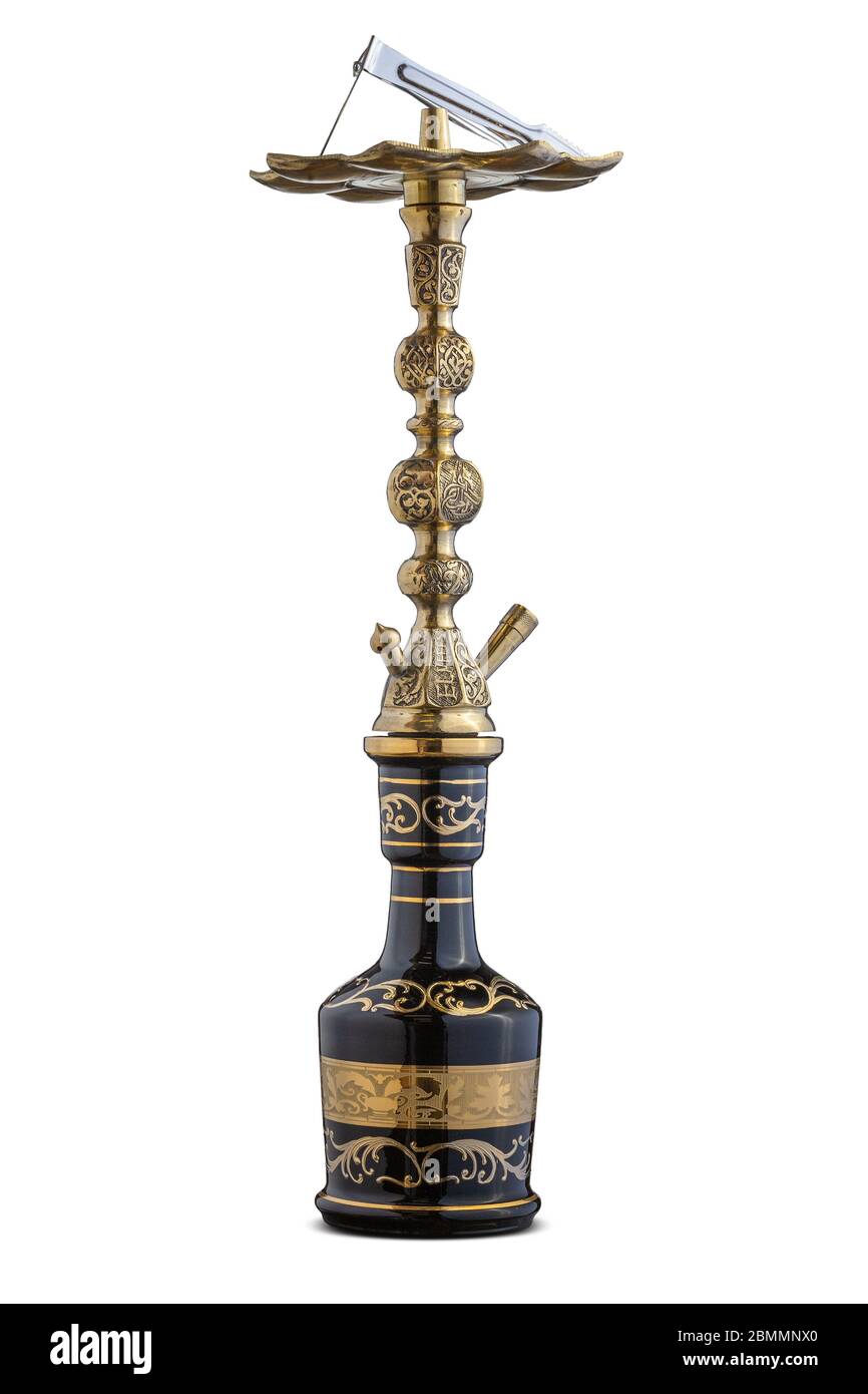 Tubo dell'acqua inciso a mano isolato o hookah. Foto Stock