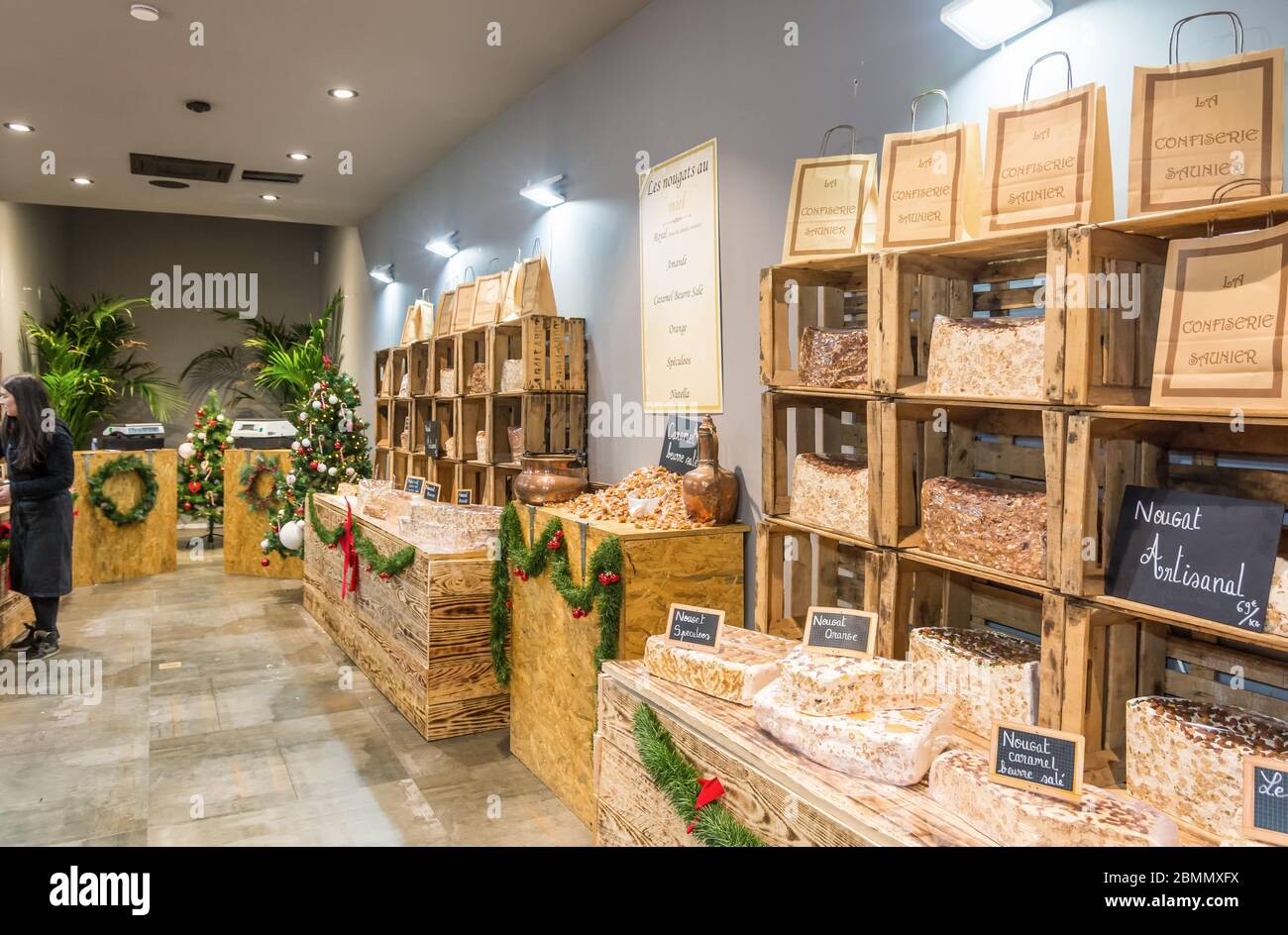 Interno del negozio di cioccolato - la confiseria saunier - cioccolato fatto in casa - a Bruxelles, Belgio Foto Stock