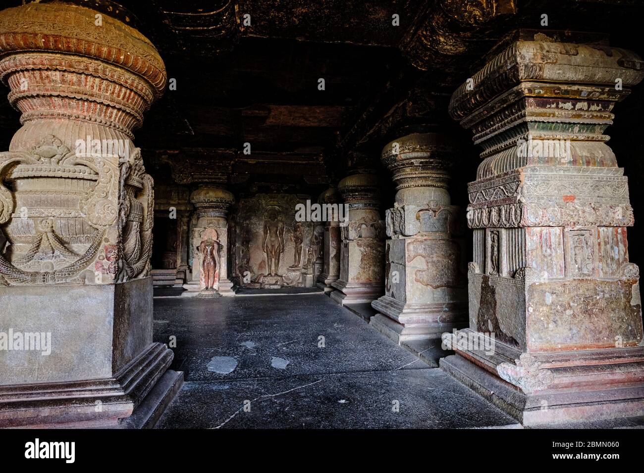 India, Maharashtra, Ellora grotta tempio, Patrimonio dell'Umanità dell'UNESCO, grotta N°32 Foto Stock
