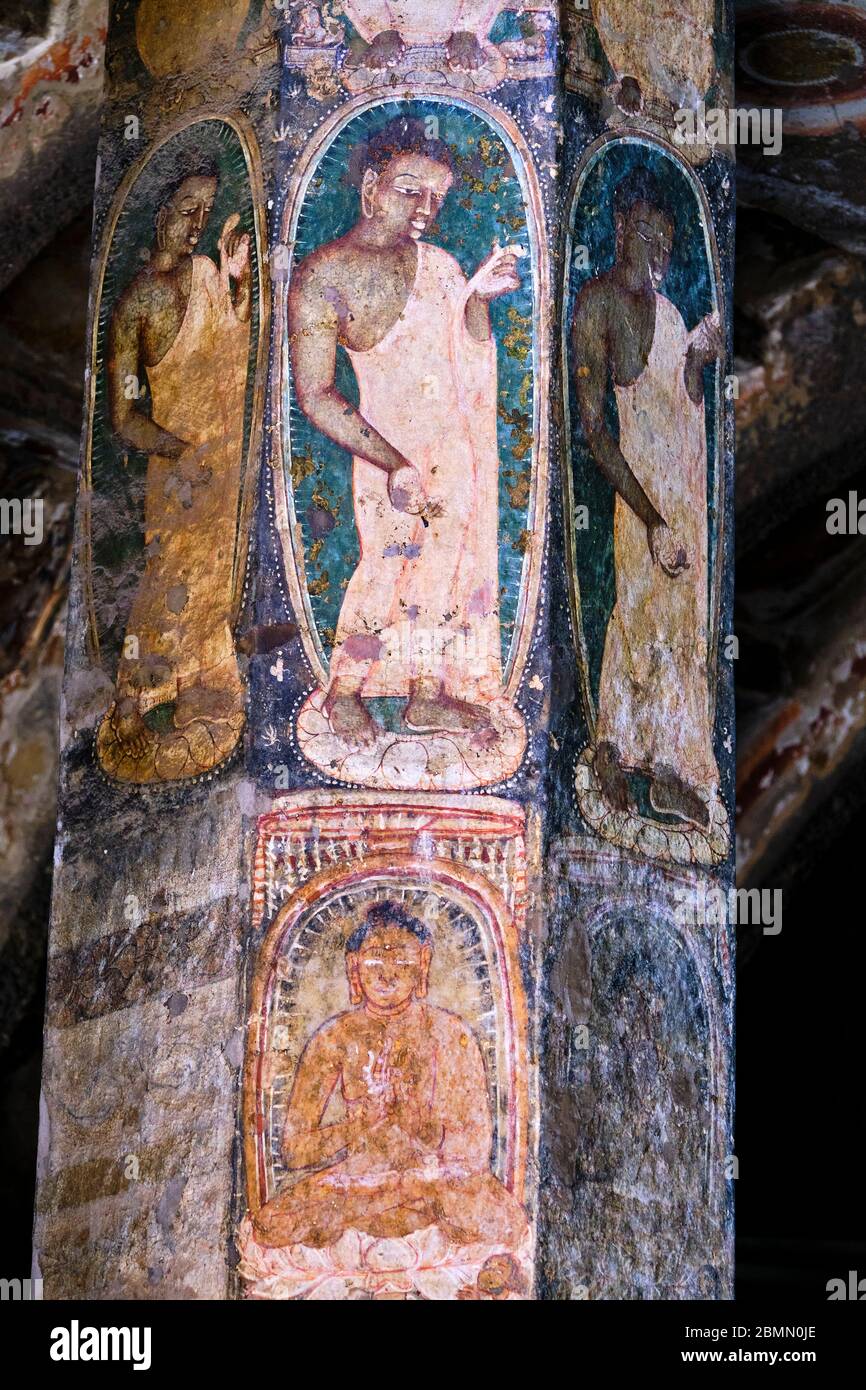 India, Maharashtra, Ajanta tempio grotta, Patrimonio dell'Umanità dell'UNESCO, grotta N°10 Foto Stock