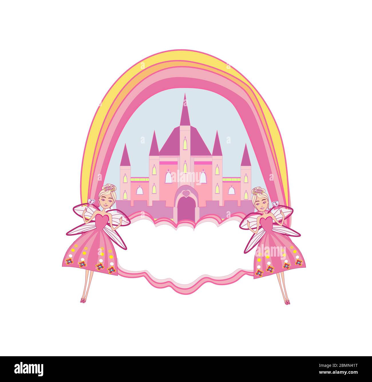 fiaba castello telaio - isolato doodle illustrazione Illustrazione Vettoriale