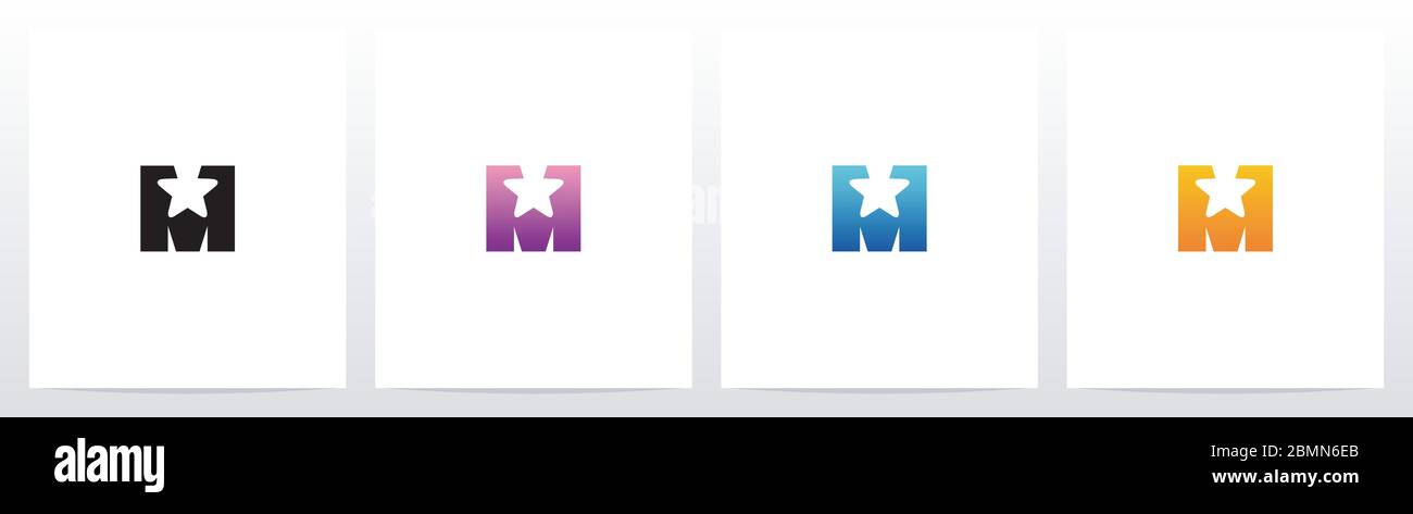 Design del logo Star on Letter M Illustrazione Vettoriale