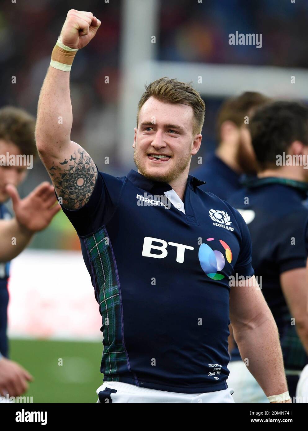 27 febbraio 2016, RBS Six Nations, Italia contro Scozia, Stadio Olimpico, Roma. Stuart Hogg della Scozia celebra la vittoria dopo il fischio finale. Foto Stock