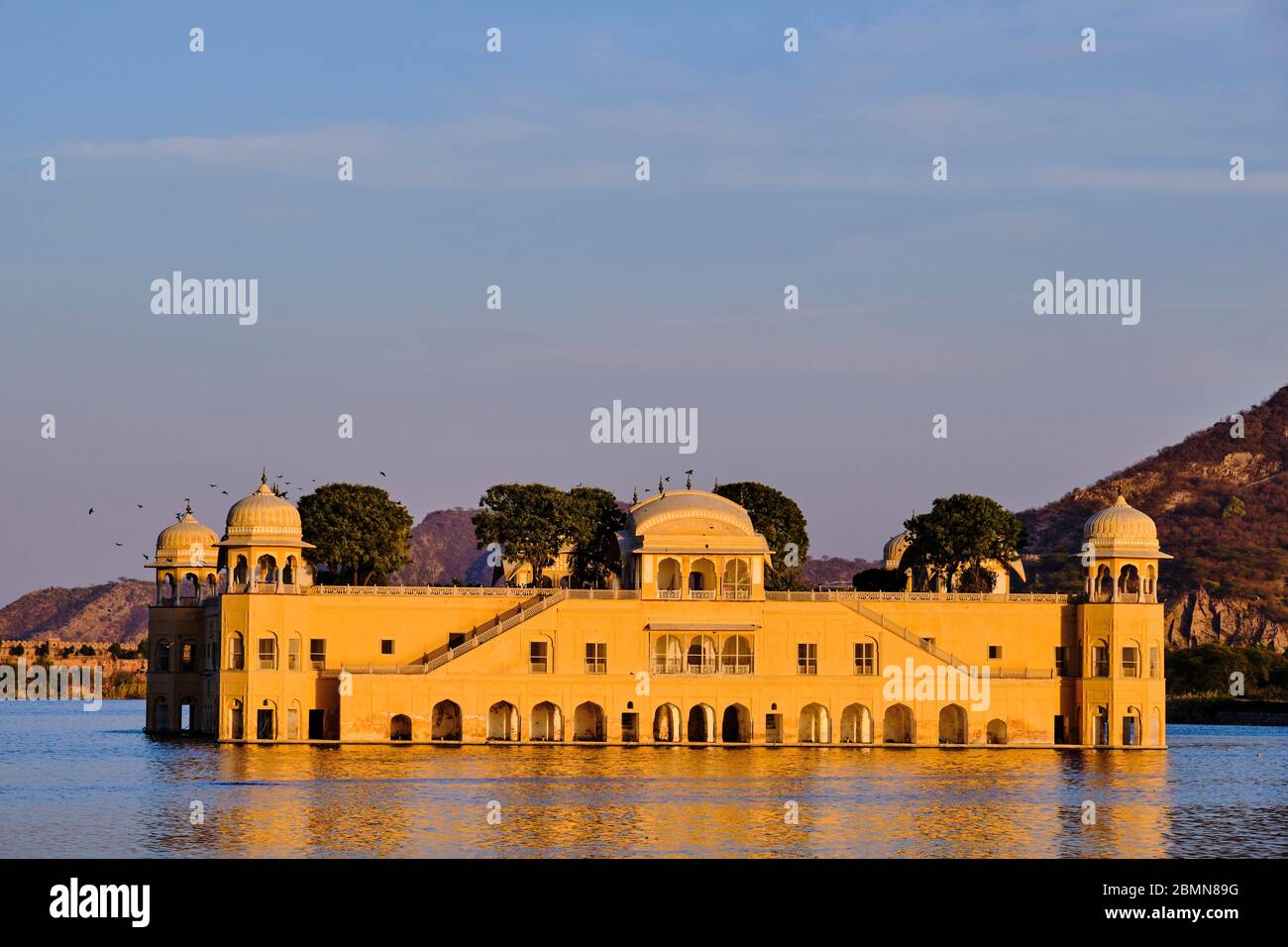 India, Rajasthan, Jaipur la città rosa, Jal Mahal, il palazzo estivo del Maharajas di Jaipur Foto Stock
