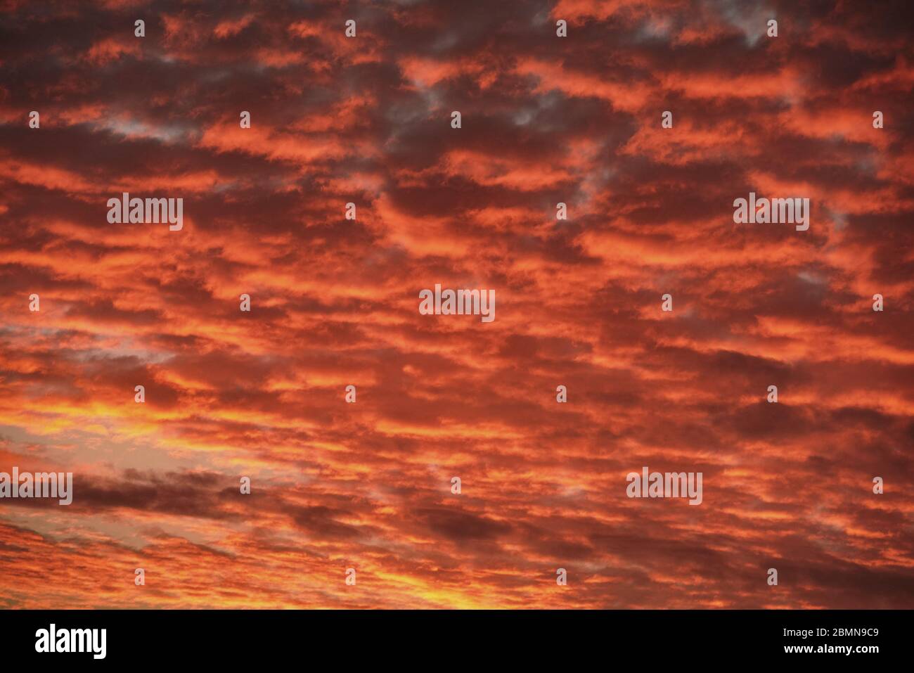 Roter goldfarbiger Himmel - interessantes Wolkenmeer Foto Stock