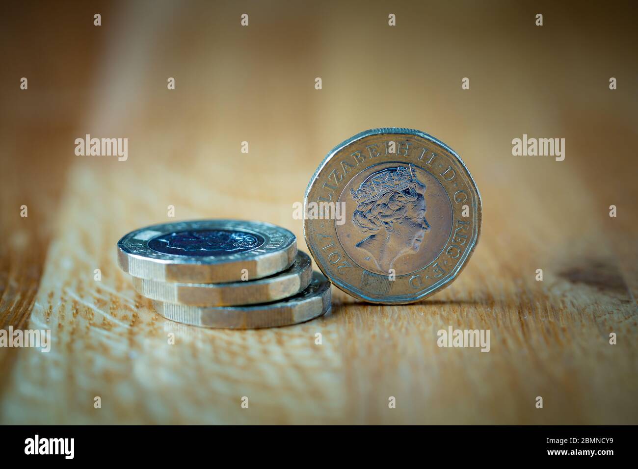 British One Pound Coins: £1 monete sterlina Foto Stock
