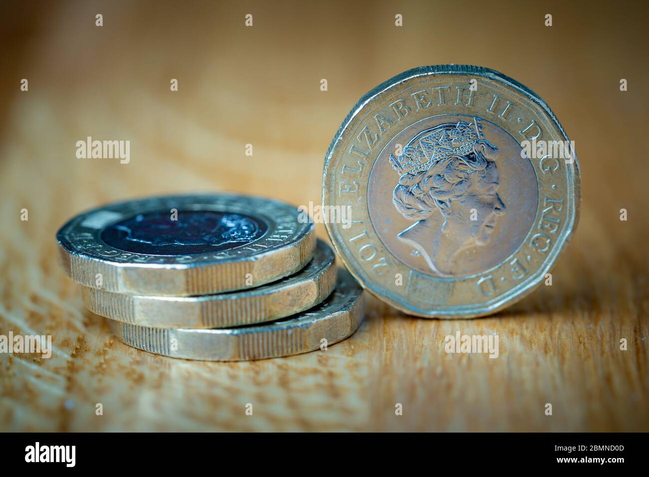 British One Pound Coins: £1 monete sterlina Foto Stock