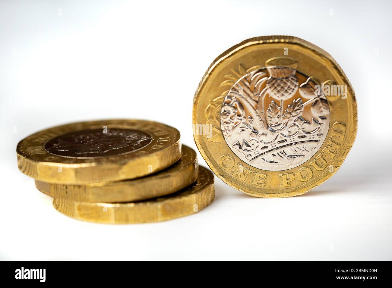 British One Pound Coins: £1 monete sterlina Foto Stock