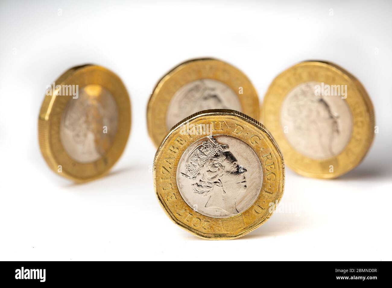 British One Pound Coins: £1 monete sterlina Foto Stock