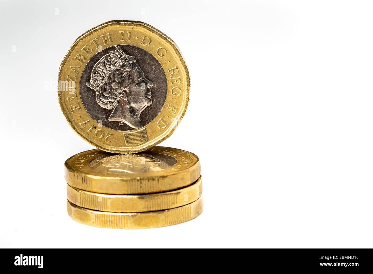 British One Pound Coins: £1 monete sterlina Foto Stock