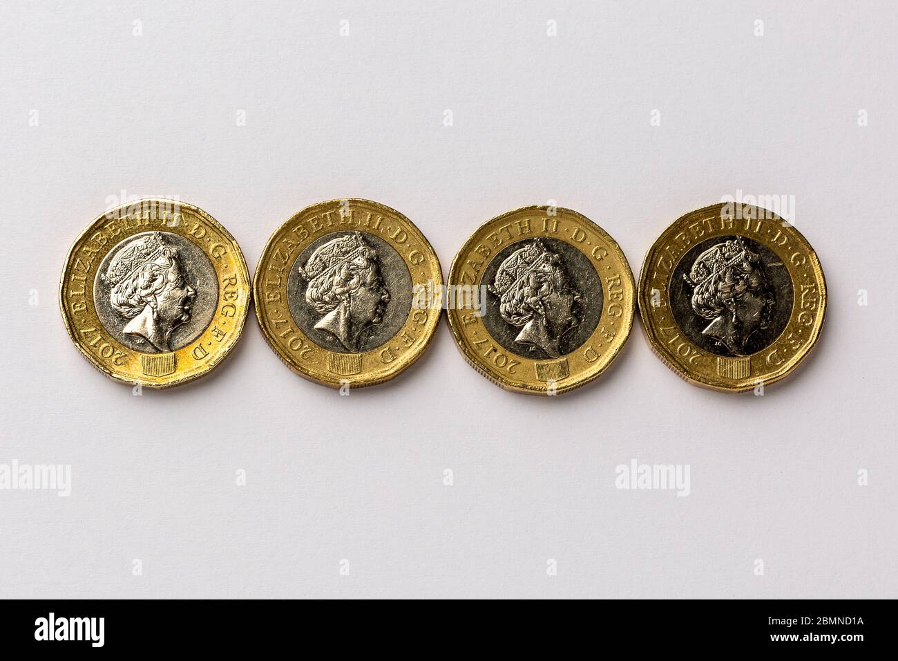 British One Pound Coins: £1 monete sterlina Foto Stock