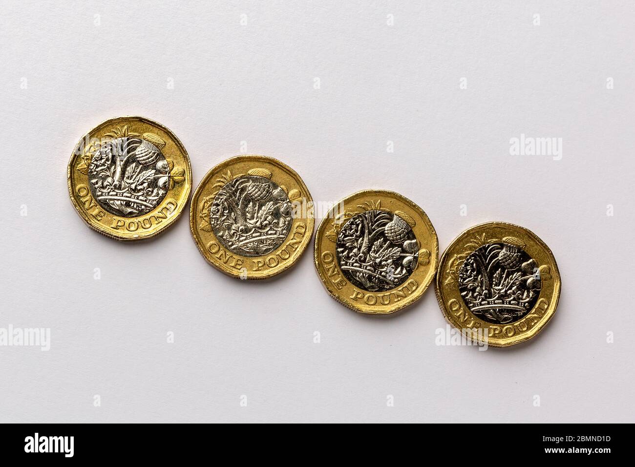 British One Pound Coins: £1 monete sterlina Foto Stock