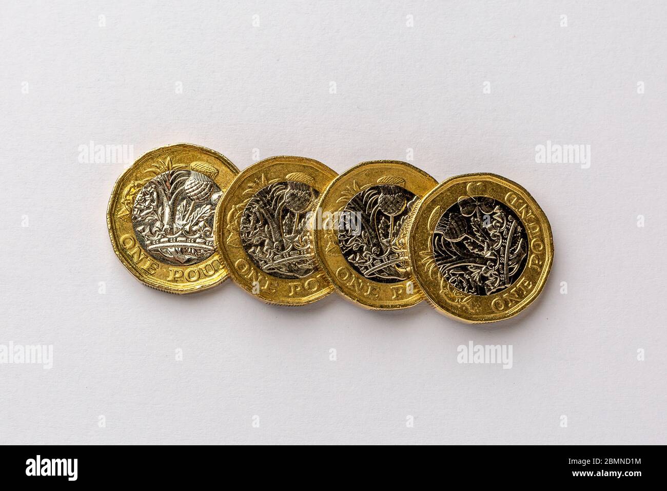British One Pound Coins: £1 monete sterlina Foto Stock