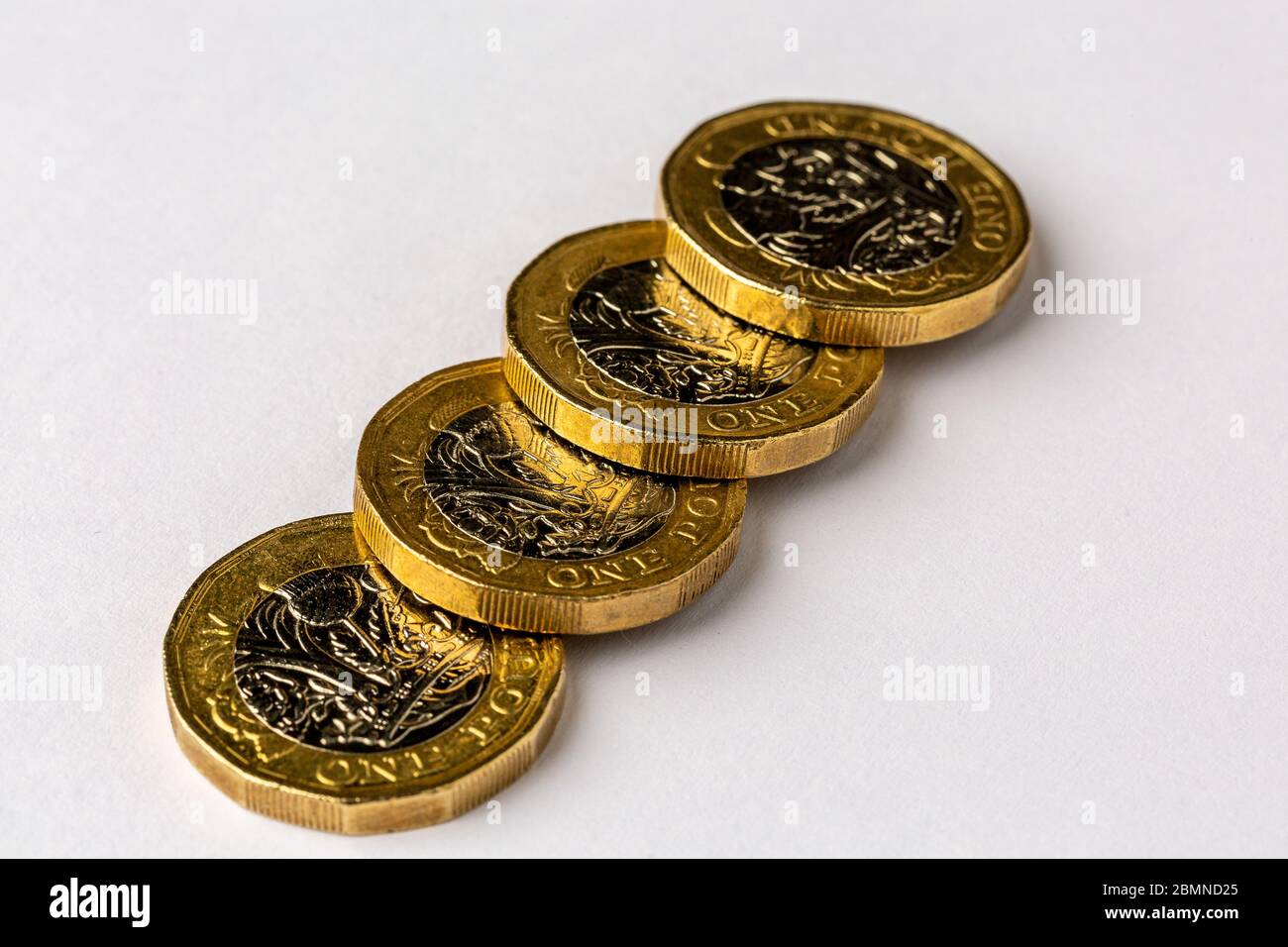British One Pound Coins: £1 monete sterlina Foto Stock