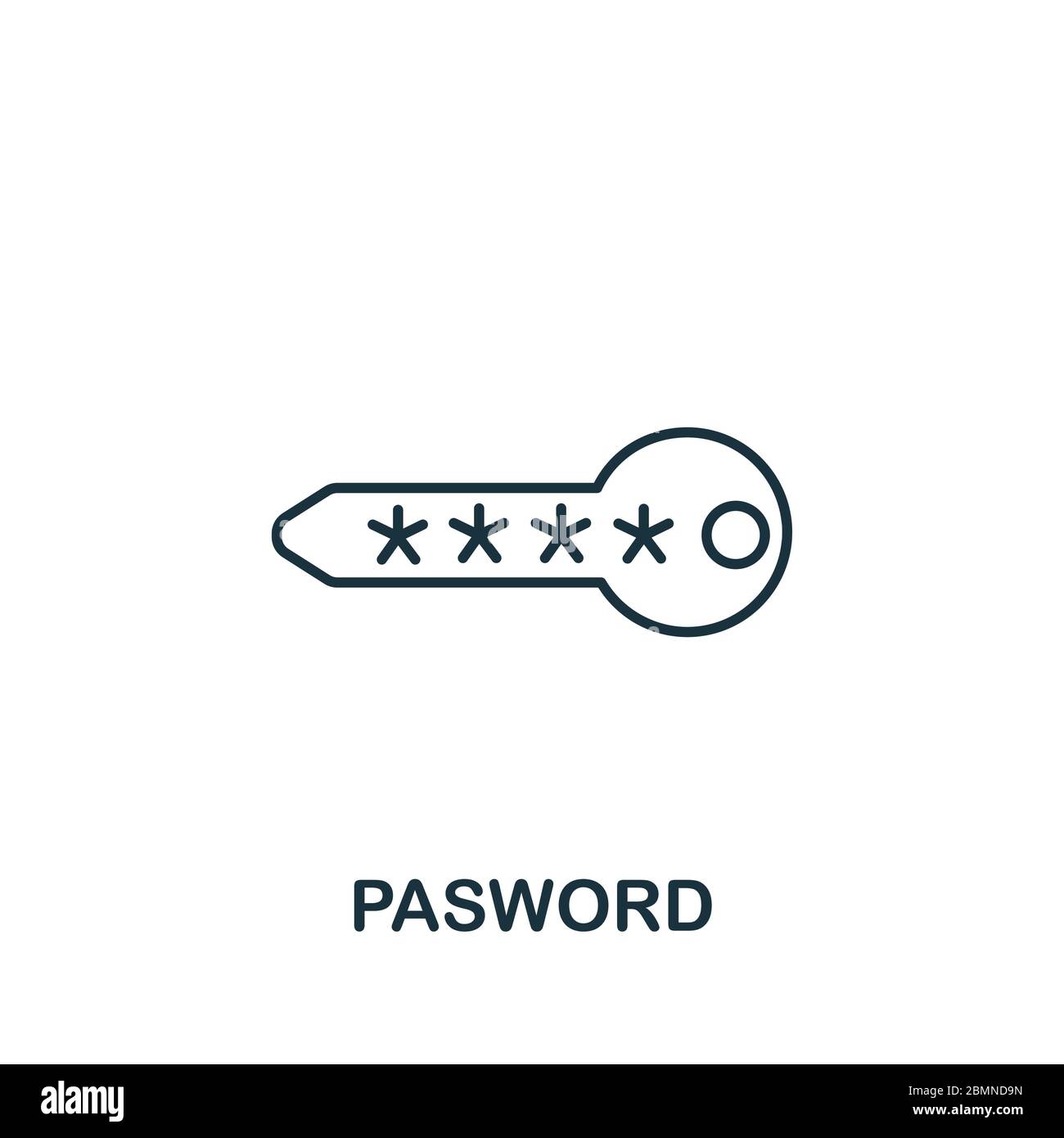Icona della password della raccolta di sicurezza. Elemento di linea semplice simbolo di password per modelli, web design e infografica Illustrazione Vettoriale