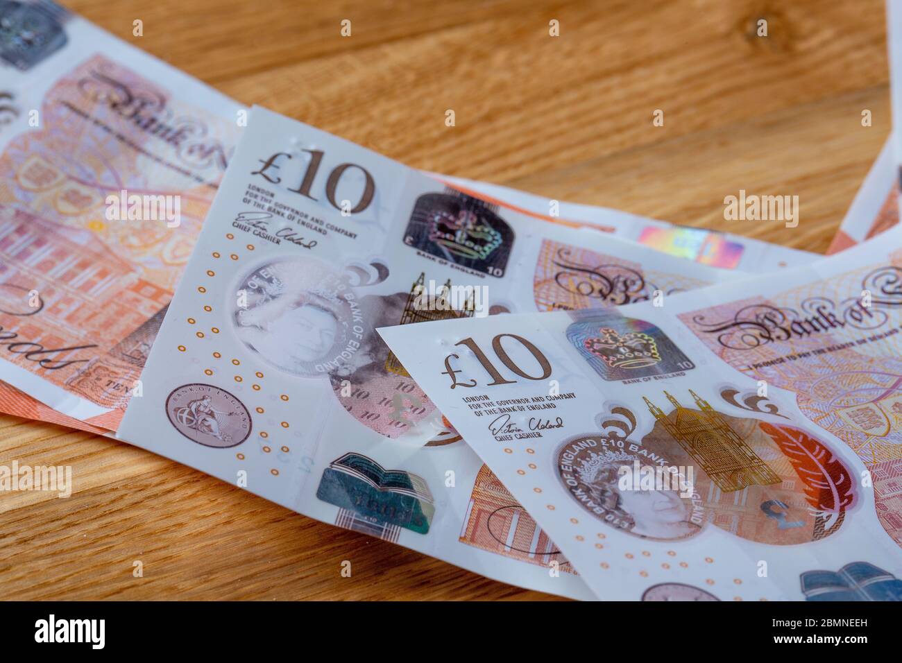 British Money, dieci banconote da sterlina Foto Stock