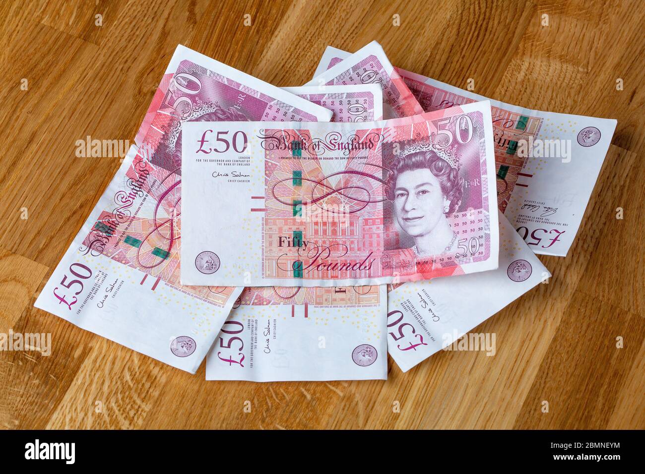 Banconote inglesi da cinquanta sterline Foto Stock