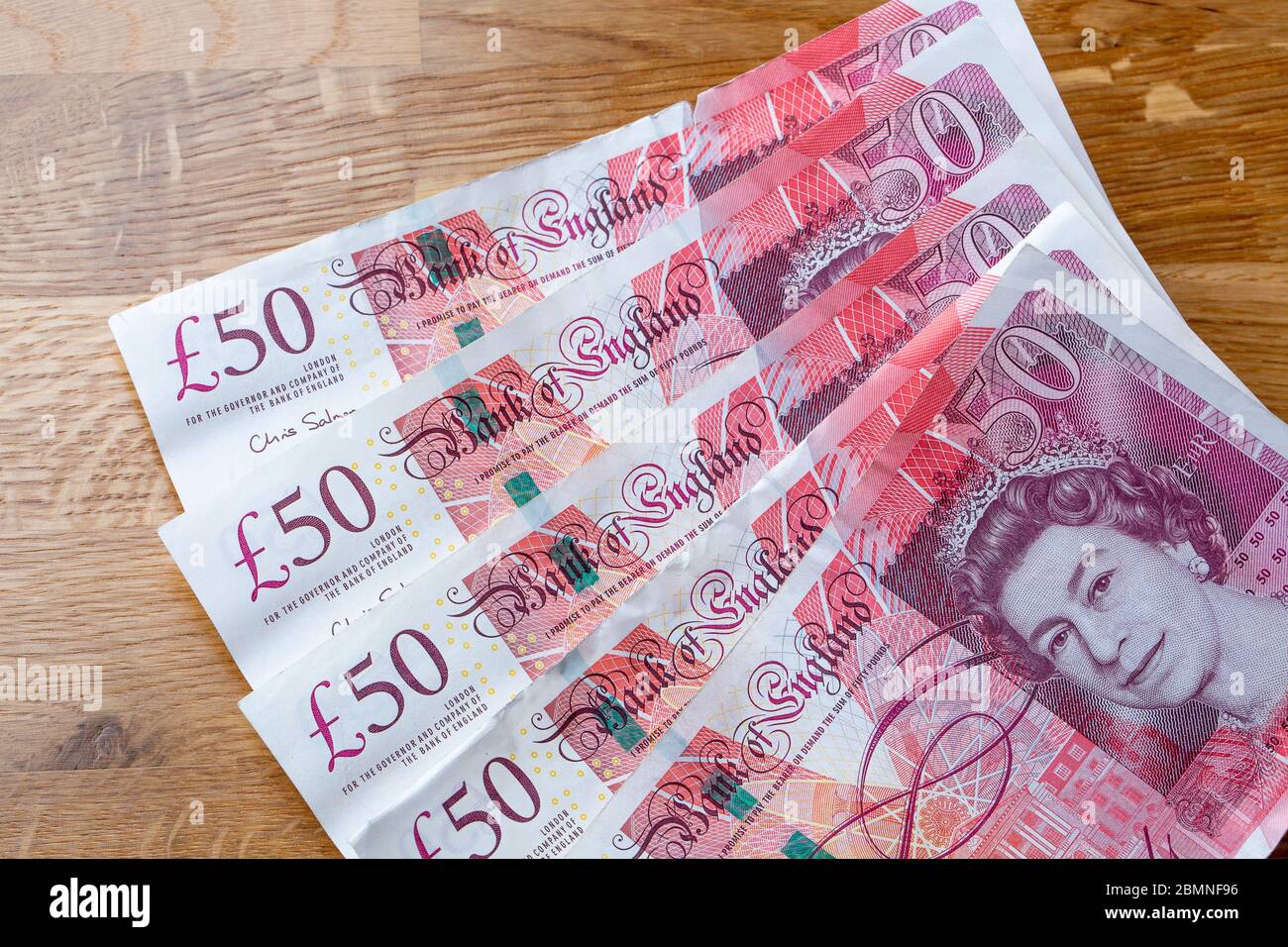 Banconote inglesi da cinquanta sterline Foto Stock