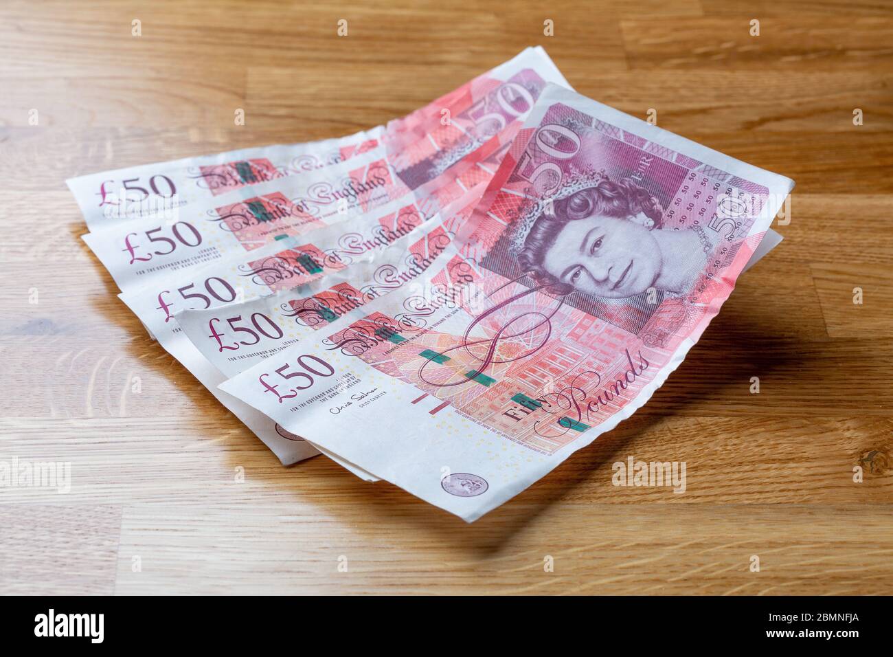 Banconote da cinquanta sterline, banconote da £50 Foto Stock