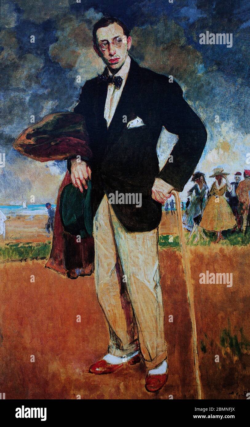 Ritratto di Igor Stravinsky, dipinto nel 1915 da Jacques Emile Blanche (1861-1942), artista francese, in gran parte autodidatta, che divenne un pittore di successo, lavorando a Londra e Parigi. Igor Fyodorovich Stravinsky (1882-1971) è stato un compositore, pianista e direttore d'orchestra russo, ampiamente considerato uno dei più importanti e influenti compositori del XX secolo. Foto Stock