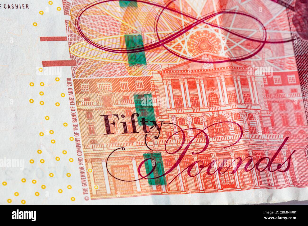 Primo piano di una banconota da 50 libbre, £50 valuta Foto Stock