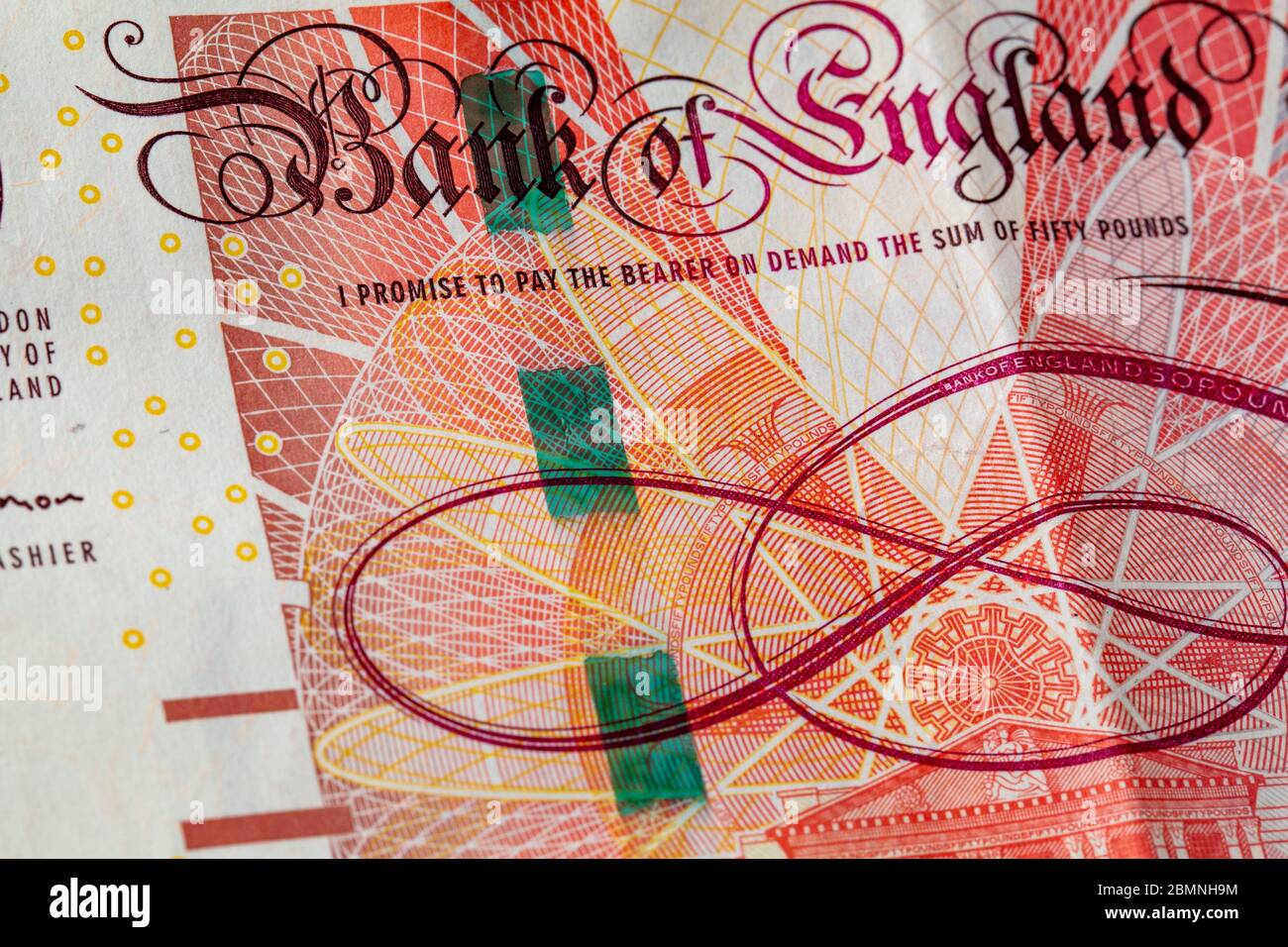 Primo piano di una banconota da 50 libbre, £50 valuta Foto Stock