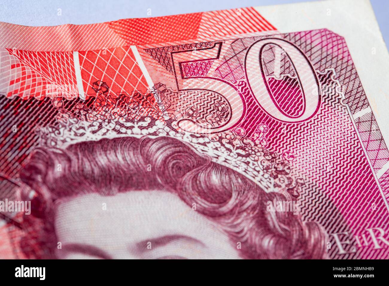 Primo piano di una banconota da 50 libbre, £50 valuta Foto Stock