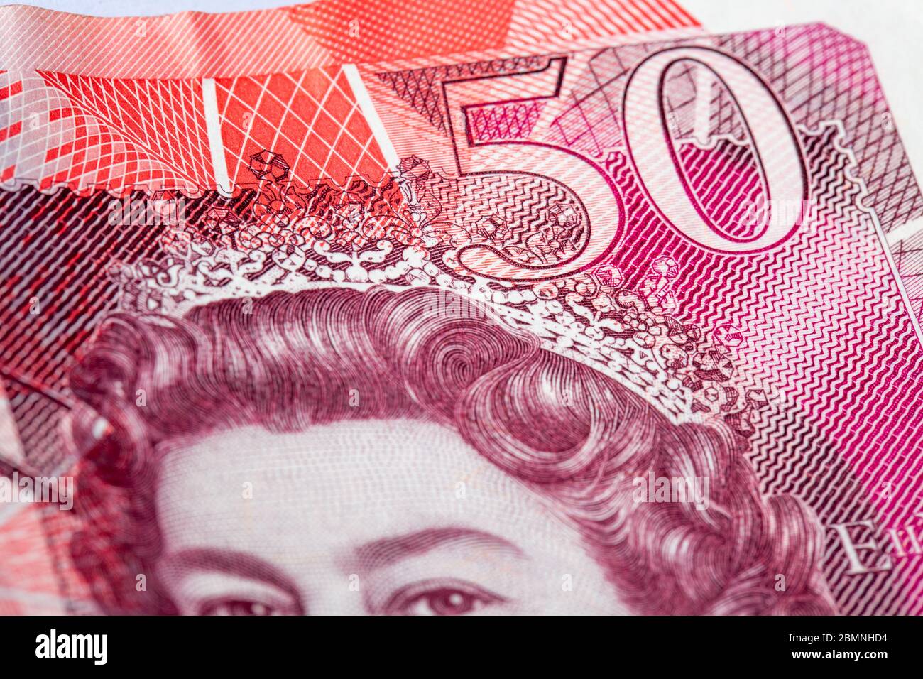 Primo piano di una banconota da 50 libbre, £50 valuta Foto Stock