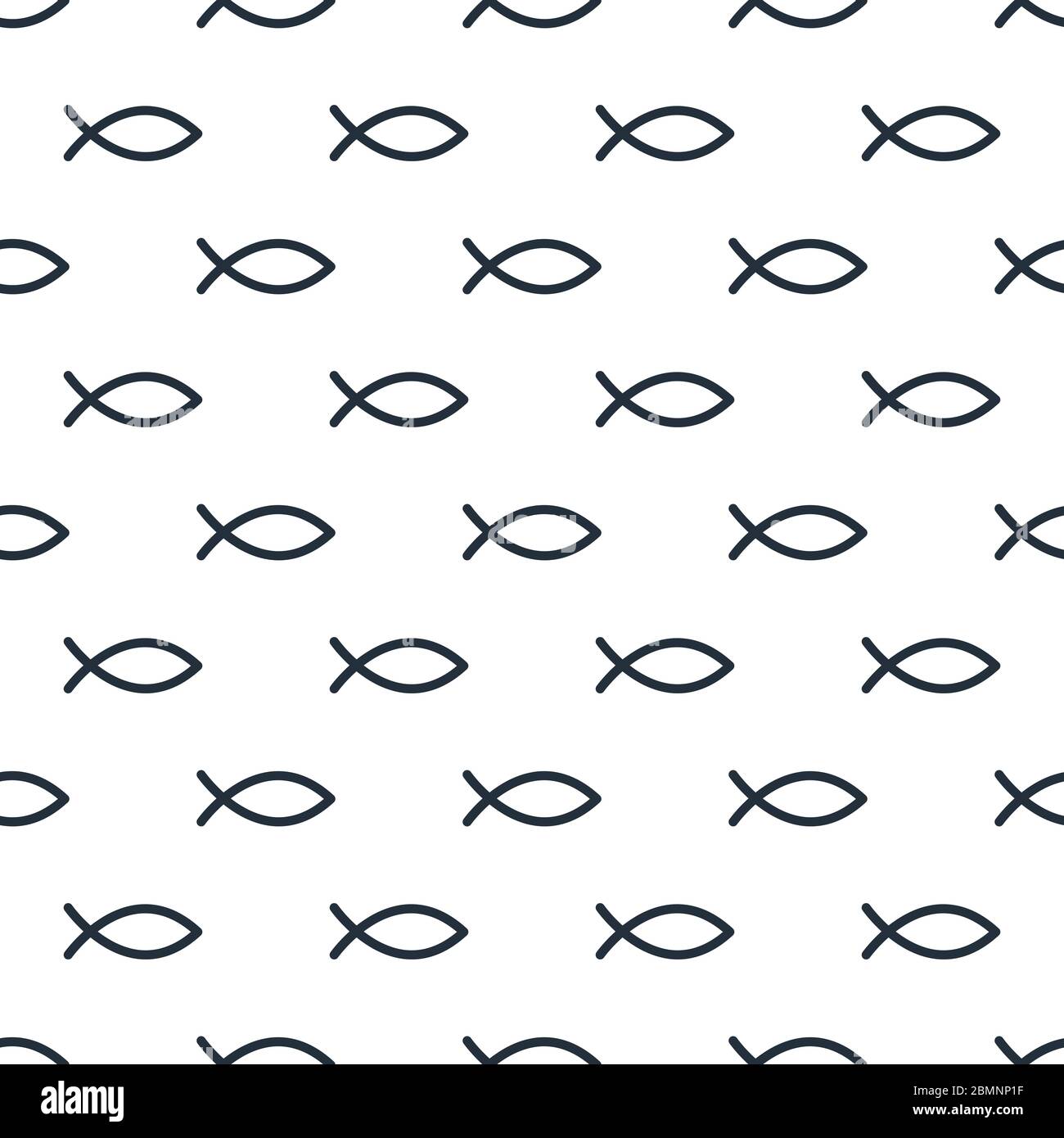 Jesus christian Fish modello bianco orizzontale senza giunture con pesci lineari. Illustrazione vettoriale in stock Illustrazione Vettoriale