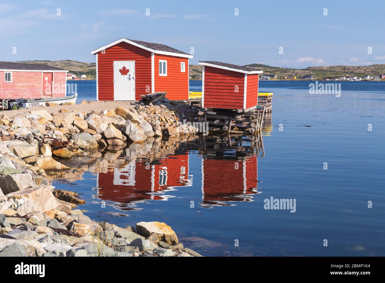 Il villaggio di pescatori di tilt, Fogo Island, Terranova e Labrador, Canada Foto Stock