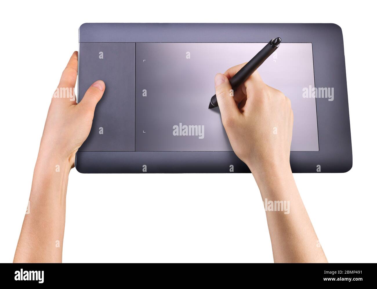 Penna grafica digitale e tavoletta grafica per disegno isolati su bianco  Foto stock - Alamy