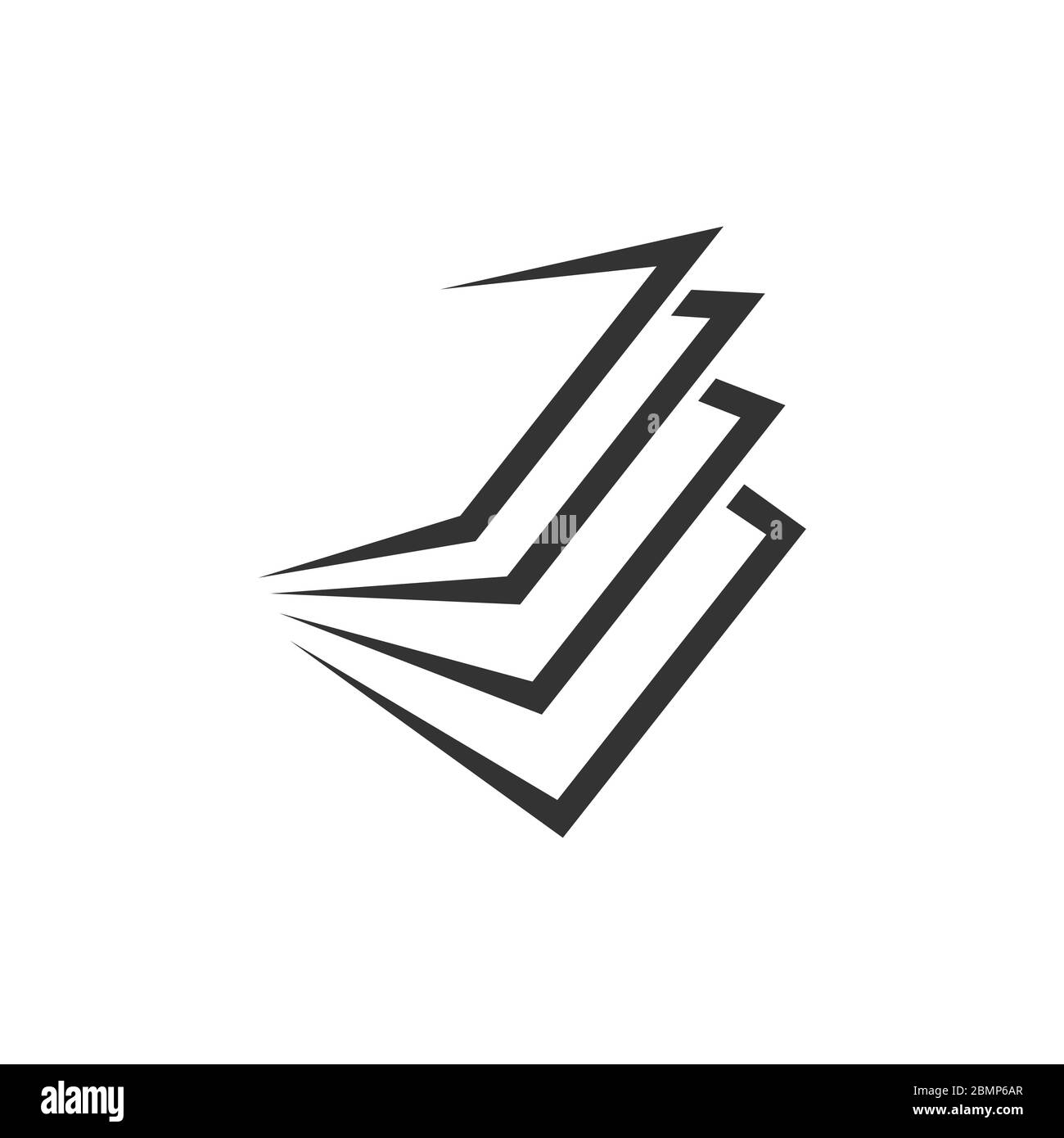 Disegno di illustrazione del modello di logo di soldi della pila di carta. EPS vettoriale 10. Foto Stock