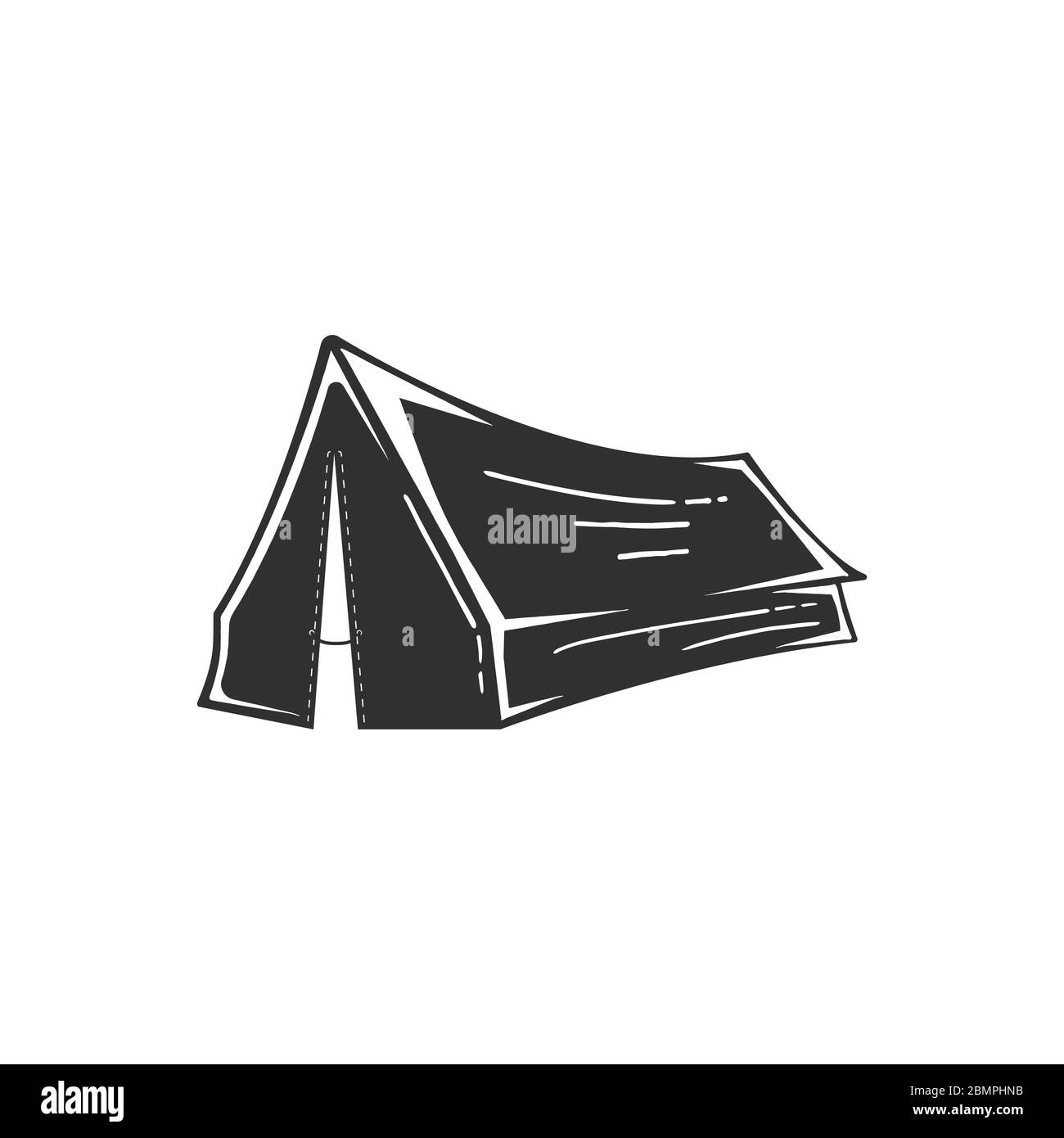 Emblema di tenda da campeggio vintage, scorta di vettore isolata illustrazione. Illustrazione Vettoriale