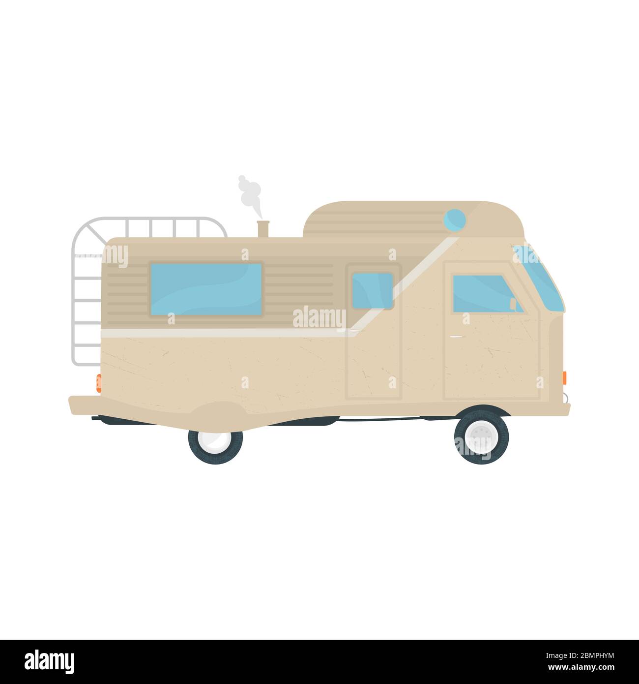 Illustrazione a colori di un autobus di famiglia per un viaggio nella natura, illustrazione vettoriale isolata su uno sfondo bianco Illustrazione Vettoriale