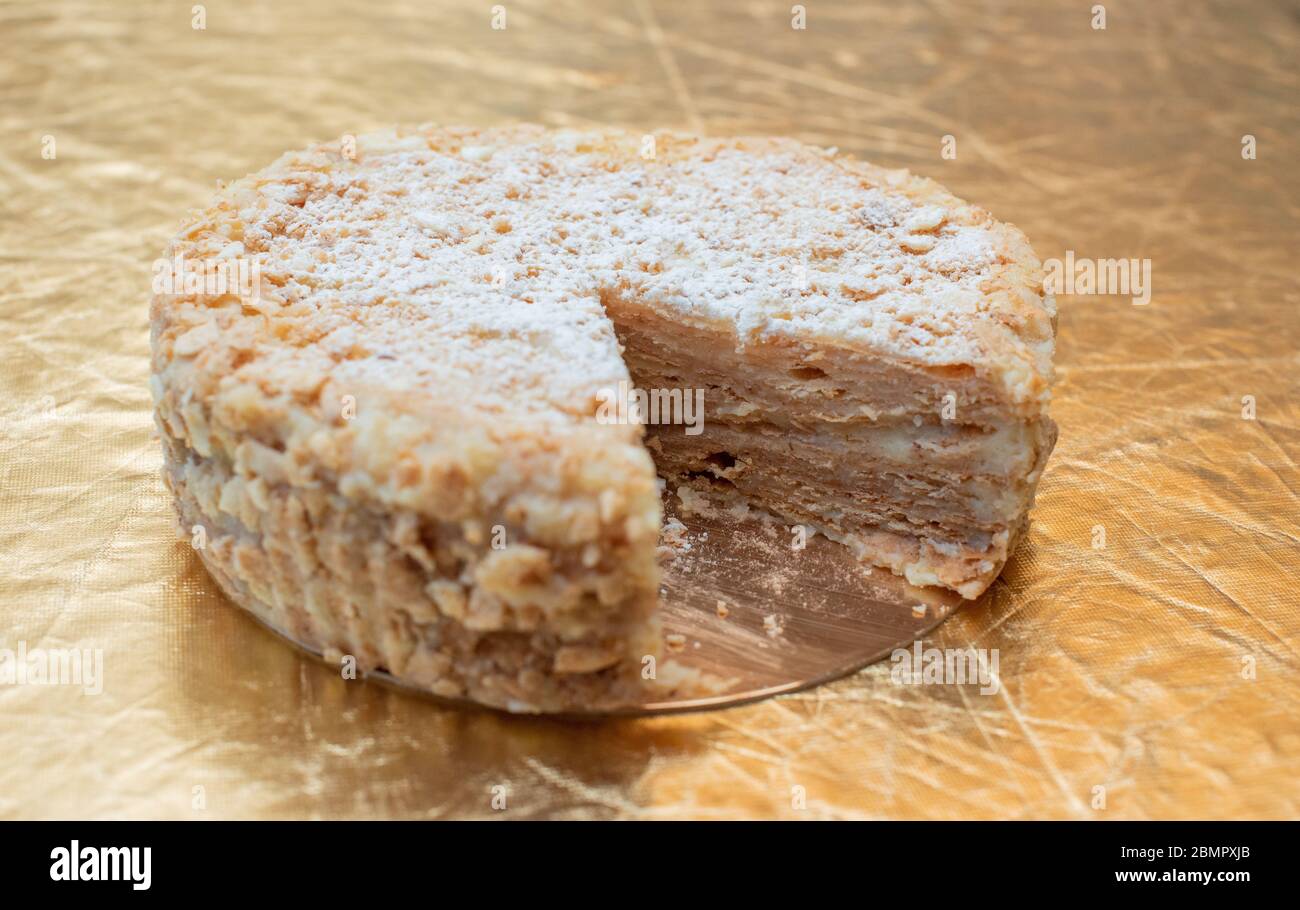 Torta Napoleone. Torta Napoleonica. Torta dessert Fotografia alimentare Foto Stock