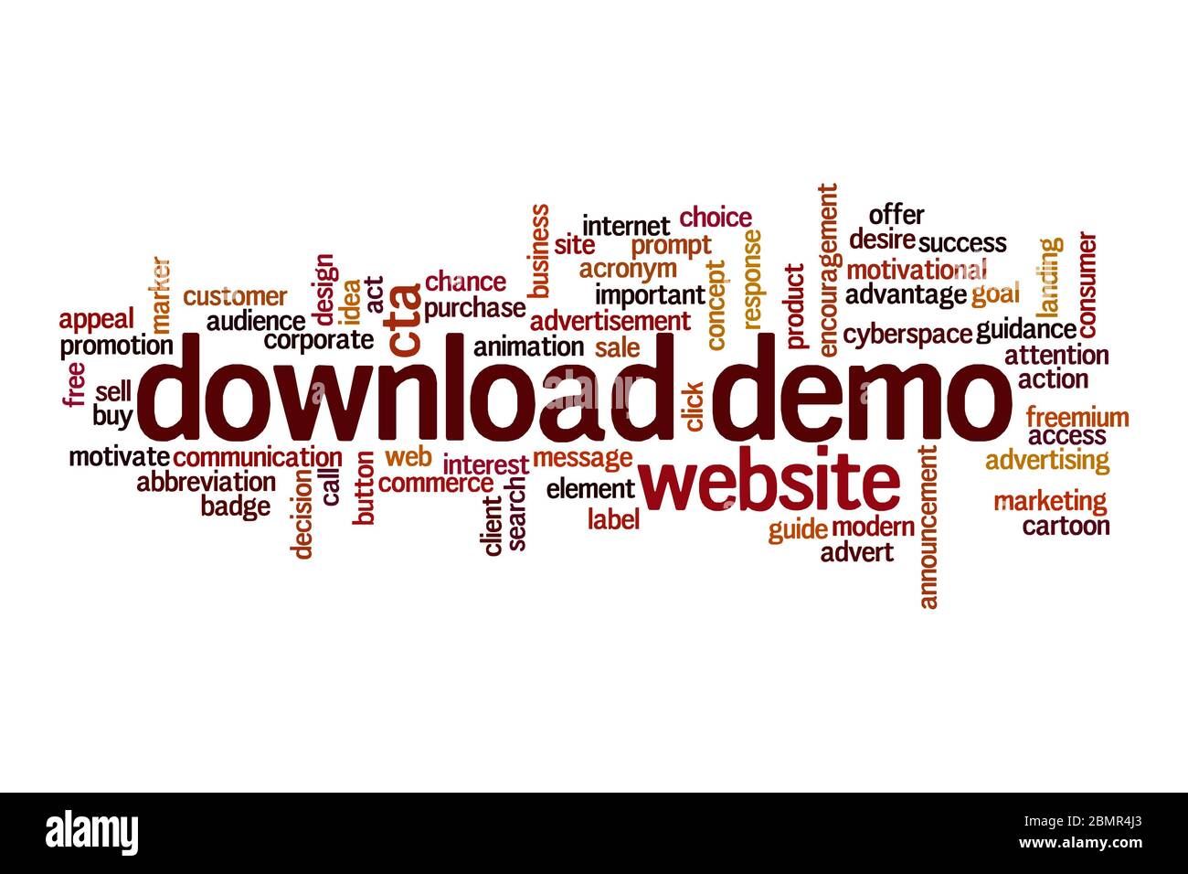 Scarica la demo di Word cloud su sfondo bianco Foto Stock