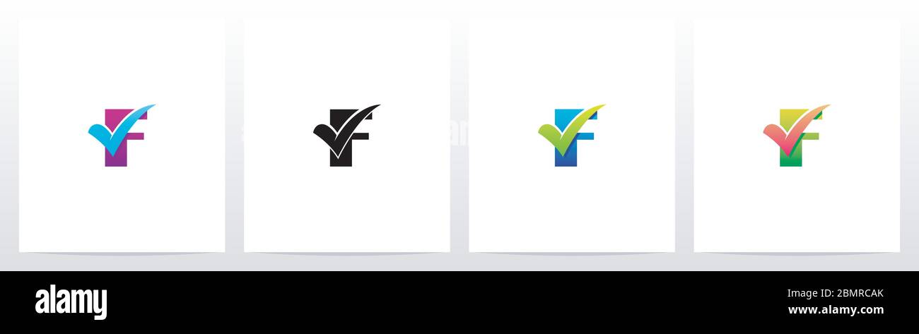 Selezionare il segno di spunta su Letter Logo Design F Illustrazione Vettoriale