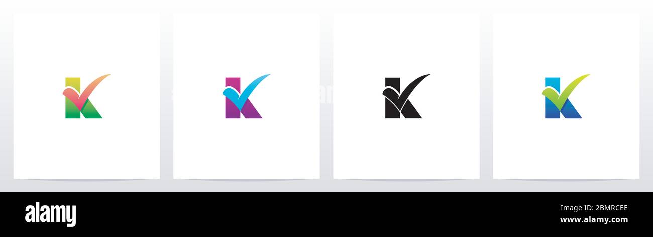 Selezionare il segno di spunta sul logo lettera K Illustrazione Vettoriale