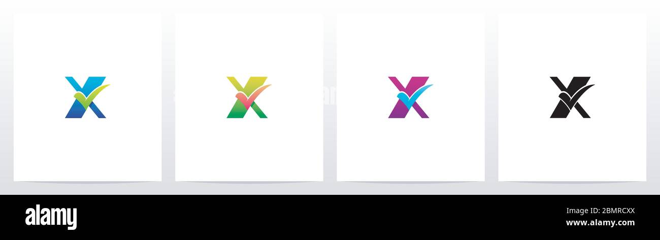 Spuntare il segno di spunta su Letter Logo Design X Illustrazione Vettoriale