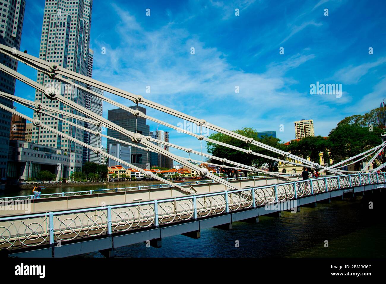 Cavenagh Bridge - Singapore City Foto Stock