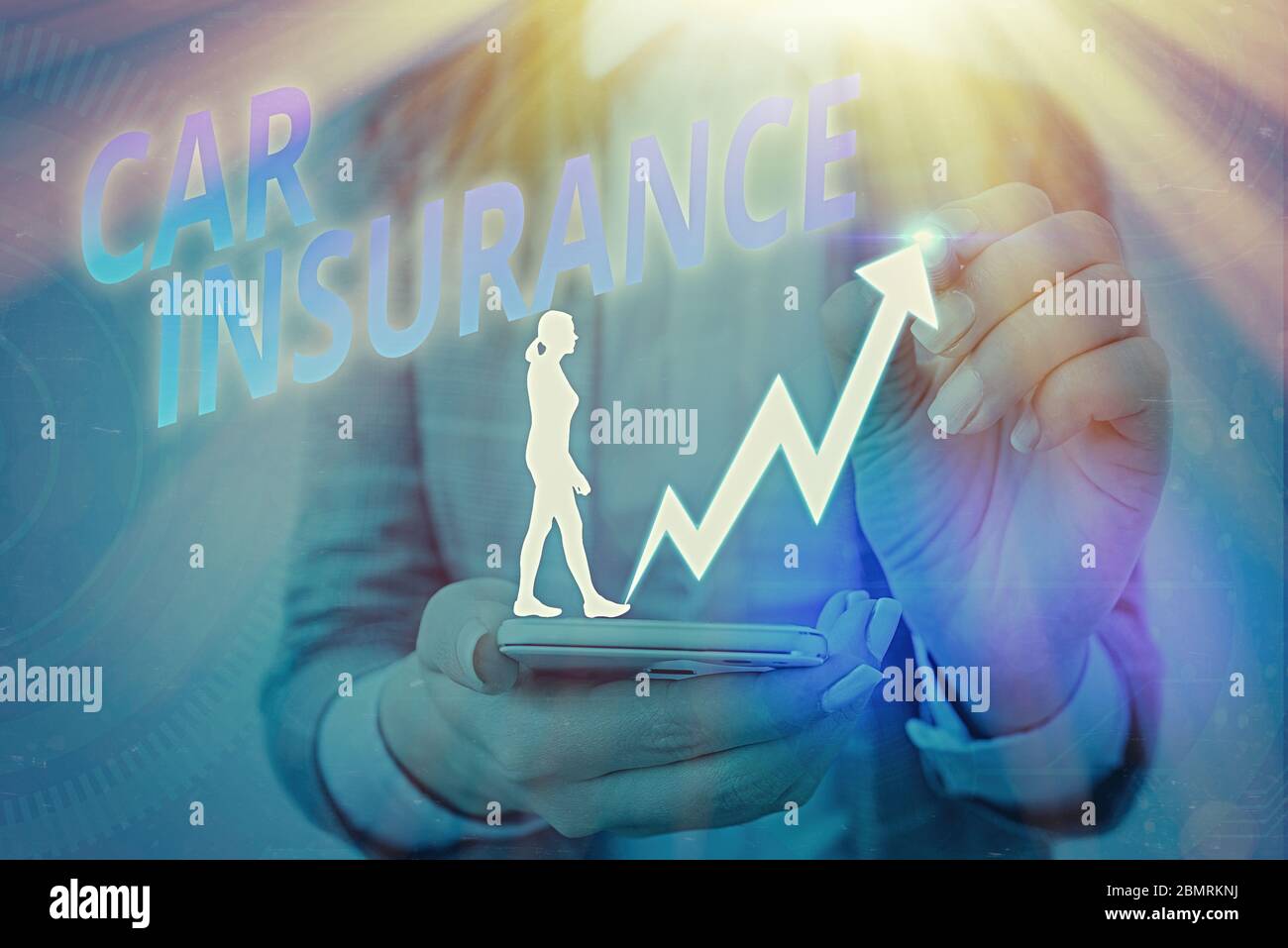 Scrittura a mano testo di assicurazione auto. Copertura concettuale degli incidenti fotografici Politica completa garanzia sui veicoli a motore Foto Stock